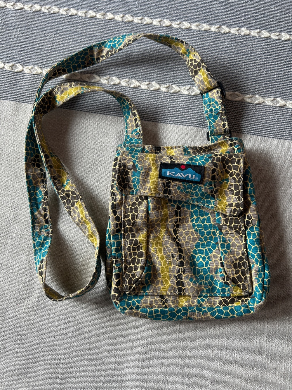 Kavu Teal, Yellow & Black Mini Crossbody Sling